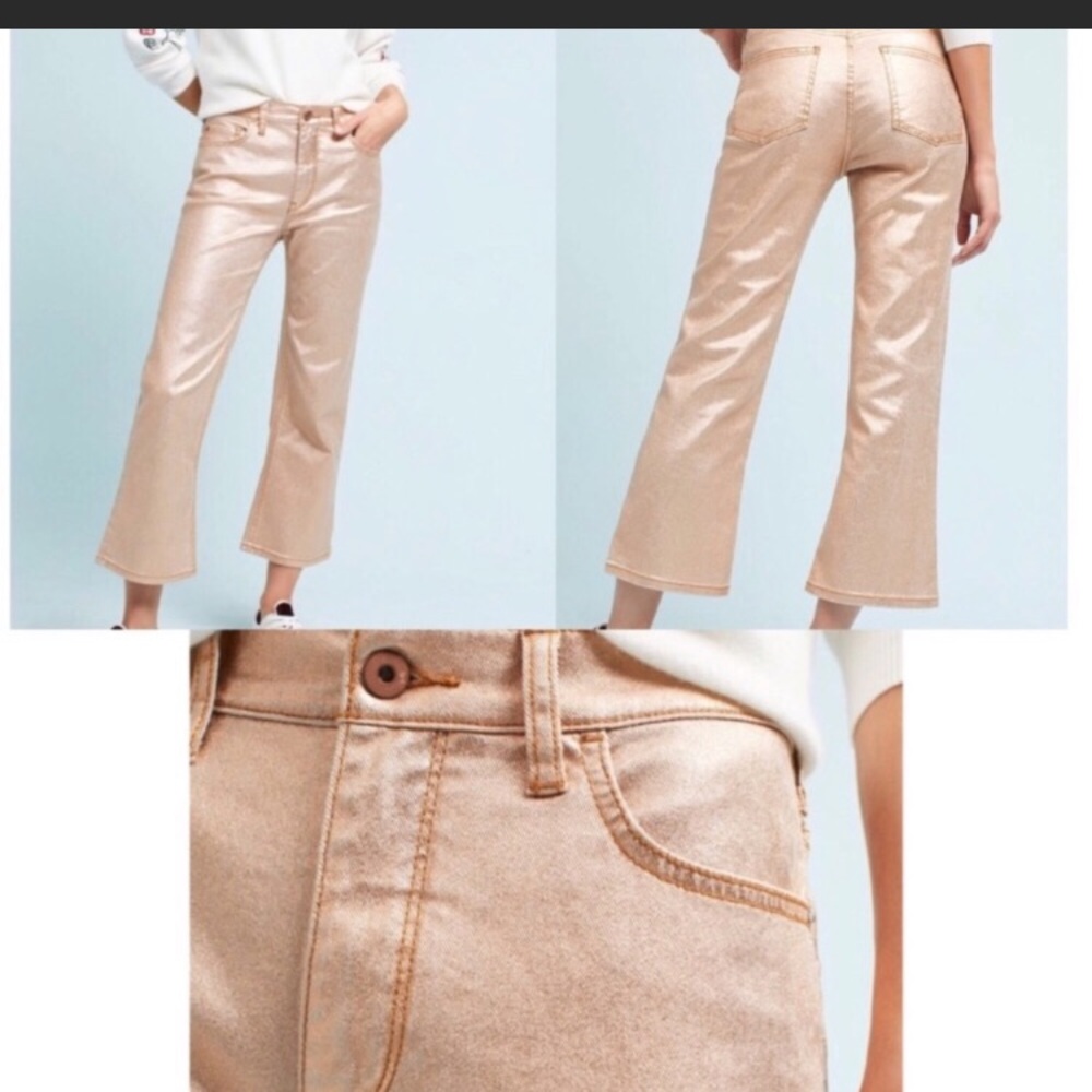 Anthro metallic jeans